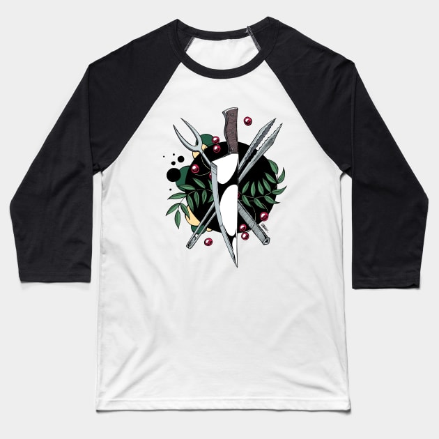 Chef Crest Logo - Tattoo Style Baseball T-Shirt by Indi Martin